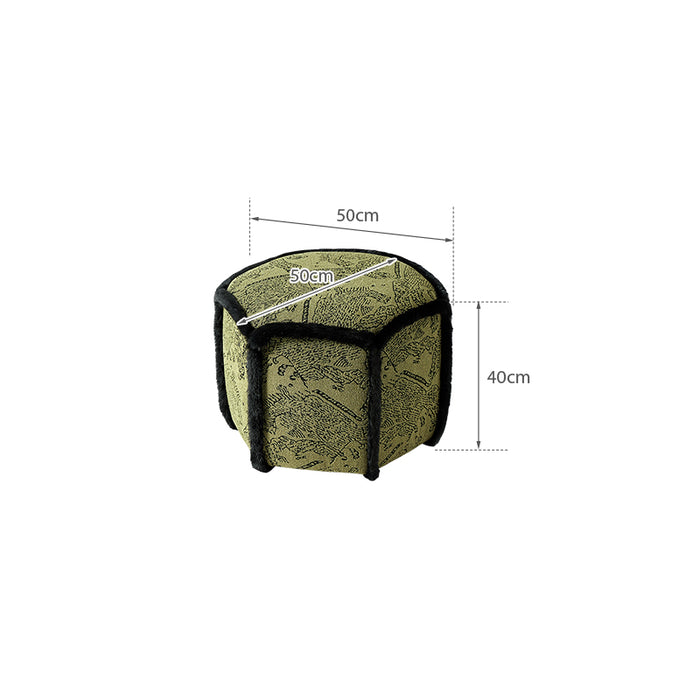 Trudy 50cm Faux Lambswool Fabric Household Low Stool/Small Bench/Shoe Bench Green & Black Color