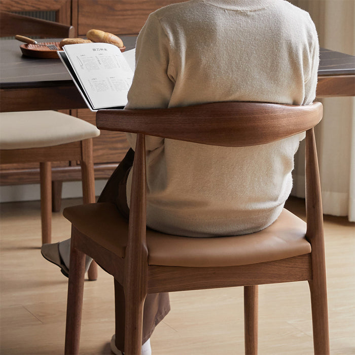 Tyler FAS-Graded Solid Oak Wood Curved Back Dining Chair with Upholstered Seat Cushion