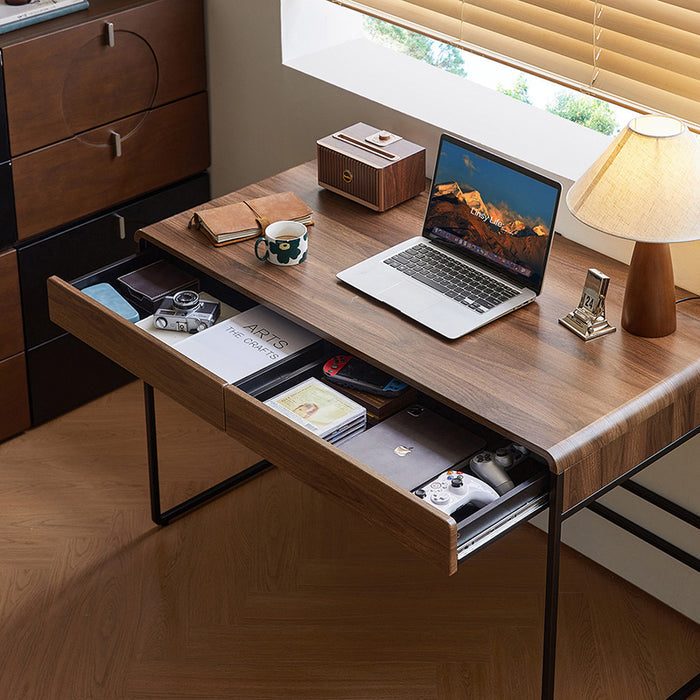 Unity 115cm Single Office Desk/Computer Table With Drawer Walnut Color