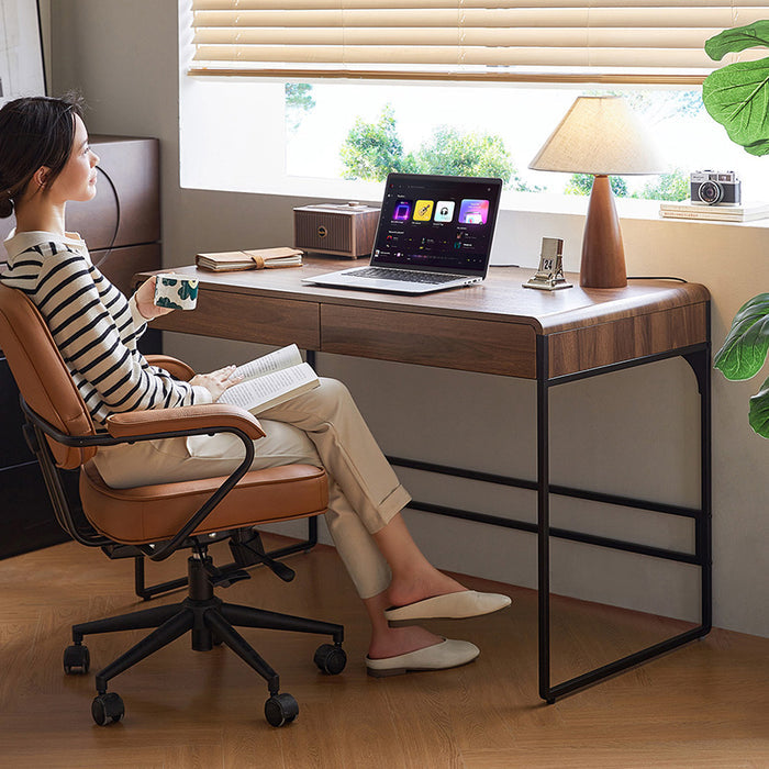 Unity 115cm Single Office Desk/Computer Table With Drawer Walnut Color