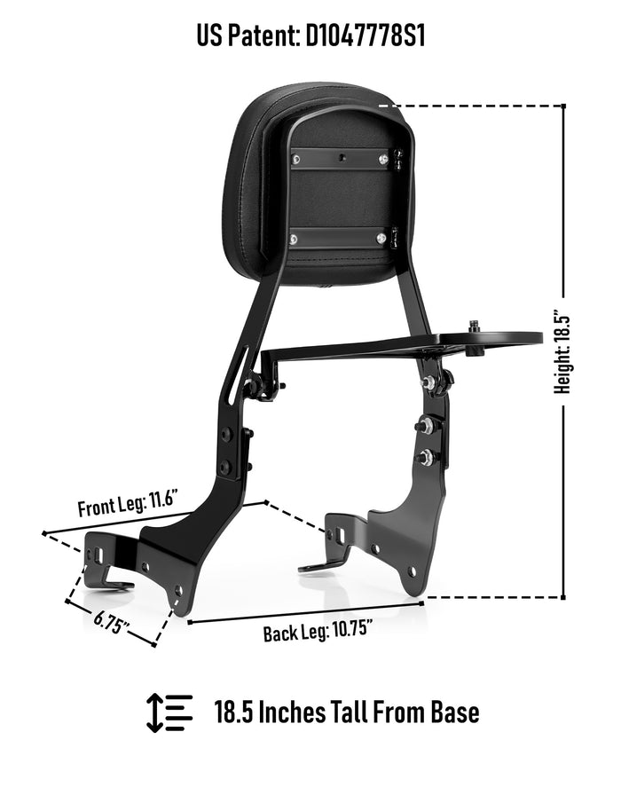 Viking Battle Axe Kawasaki Vulcan S Sissy Bar With Backrest Gloss Black Dimension