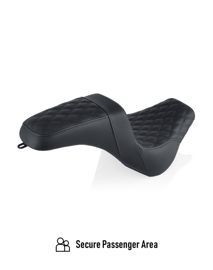 Viking Iron Born Diamond Stitch 2-Up Seat for Harley Softail Super Glide FXD Secure Passenger Area