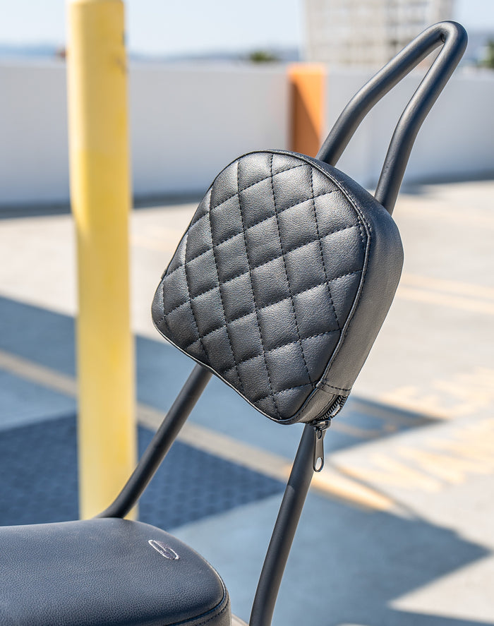 Viking Iron Born Diamond Stitch Leather Short Motorcycle Sissy Bar Pad v4