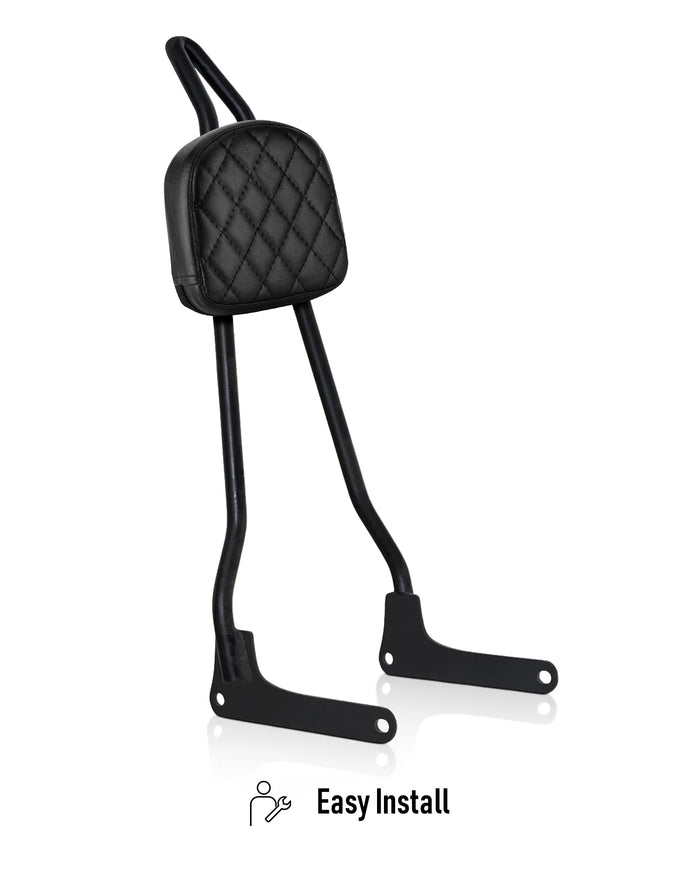 Viking Iron Born Diamond Stitch Leather Short Motorcycle Sissy Bar Pad Easy Install