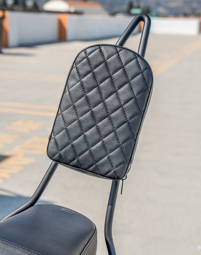 Viking Iron Born Diamond Stitch Leather Tall Motorcycle Sissy Bar Pad v2