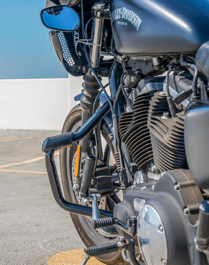 Viking Iron Born Motorcycle Crash Bar/Engine Guard for Harley Sportster 883 Iron XL883N Gloss Black Lifestyle