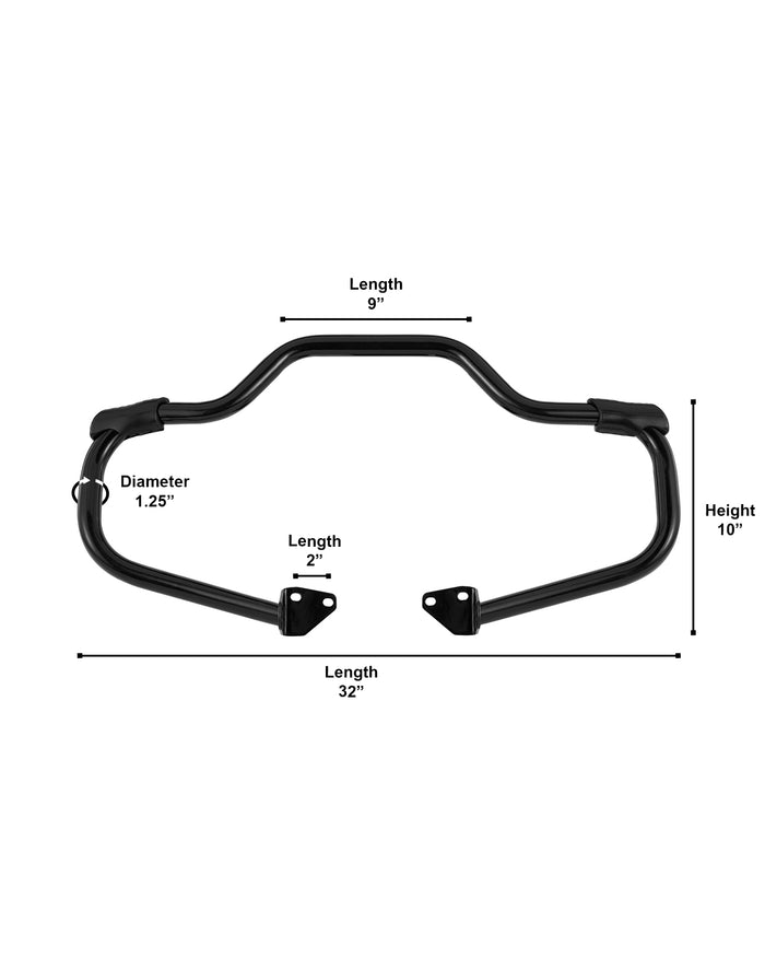 Viking Ironstrike Crash Bar for Harley Dyna Super Glide Custom FXDC/I Gloss Black Dimensions