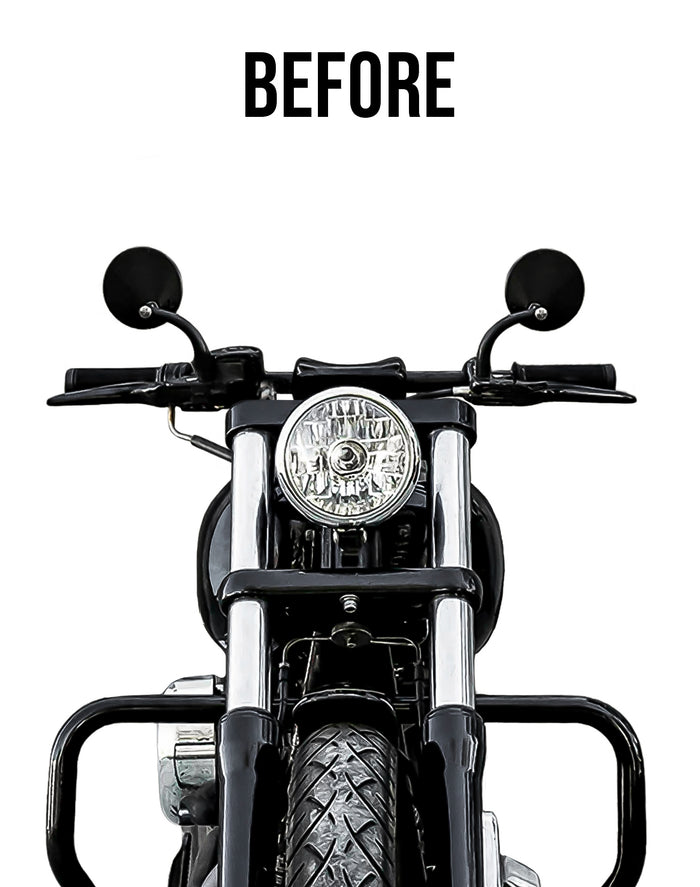 Viking Warlock 12" Pullback Handlebar Risers for Harley Dyna Super Glide FXD/I Gloss Black Before Riser
