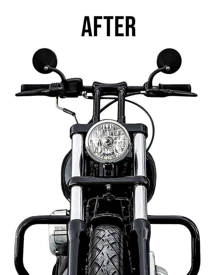 Viking Warlock 8" Pullback Handlebar Risers for Harley Dyna Low Rider FXDL/I Gloss Black After Riser