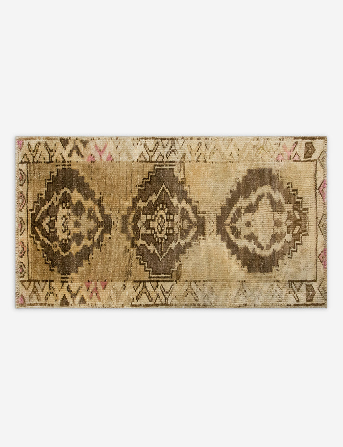Vintage Turkish Hand-Knotted Wool Mini Rug No. 319, 1'6" x 3'1"