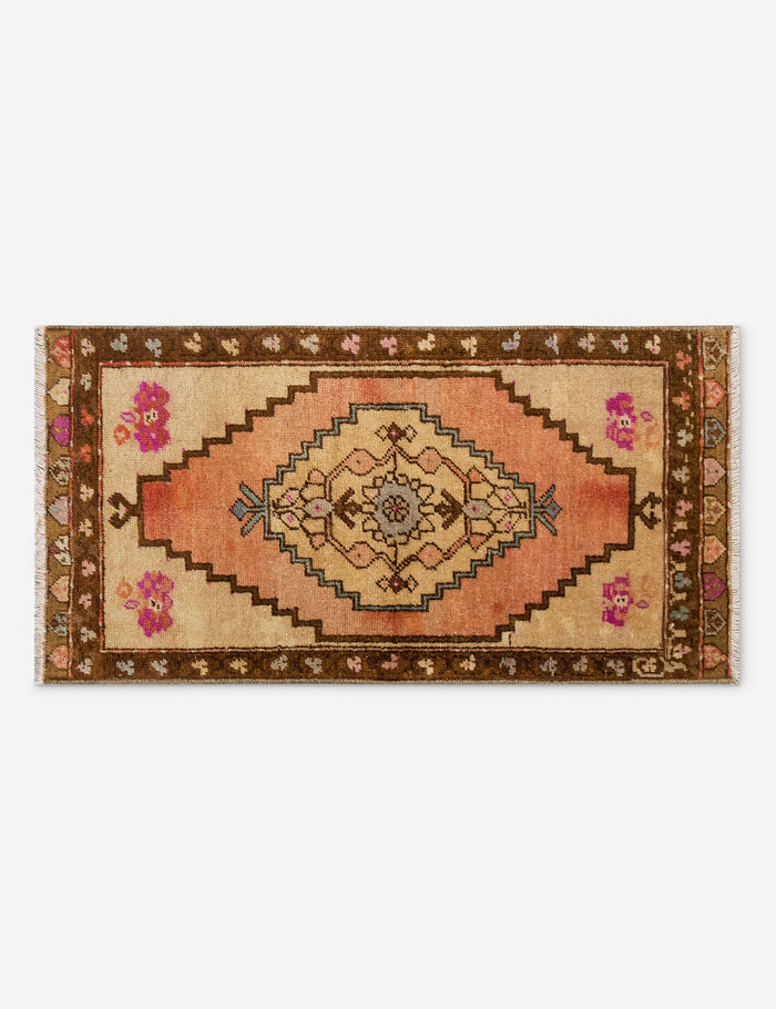 Vintage Turkish Hand-Knotted Wool Mini Rug No. 325, 1'5" x 2'6"