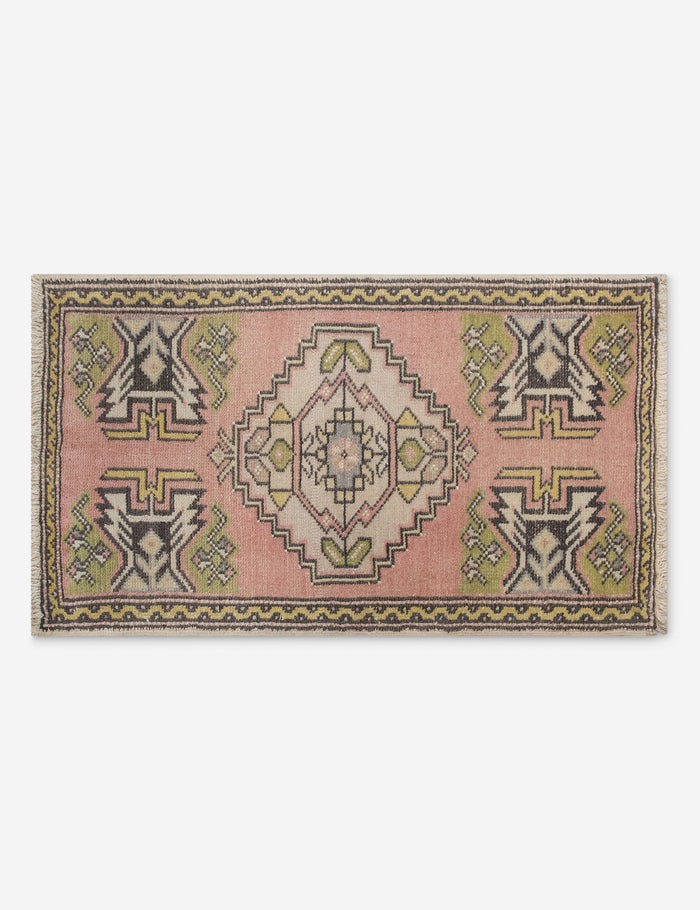 Vintage Turkish Hand-Knotted Wool Mini Rug No. 330, 1'7" x 3'1"