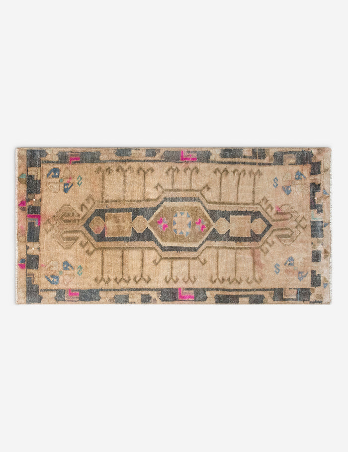 Vintage Turkish Hand-Knotted Wool Mini Rug No. 332, 1'4" x 3'6"
