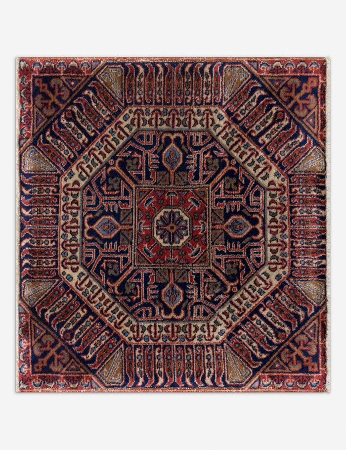 Vintage Turkish Hand-Knotted Wool Mini Rug No. 348, 2' x 2'2"