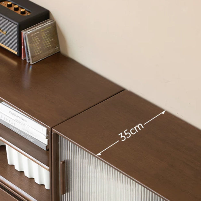 Wallace Rubberwood Floor-standing Modular Storage Cabinet Chest Set for Home Walnut Color