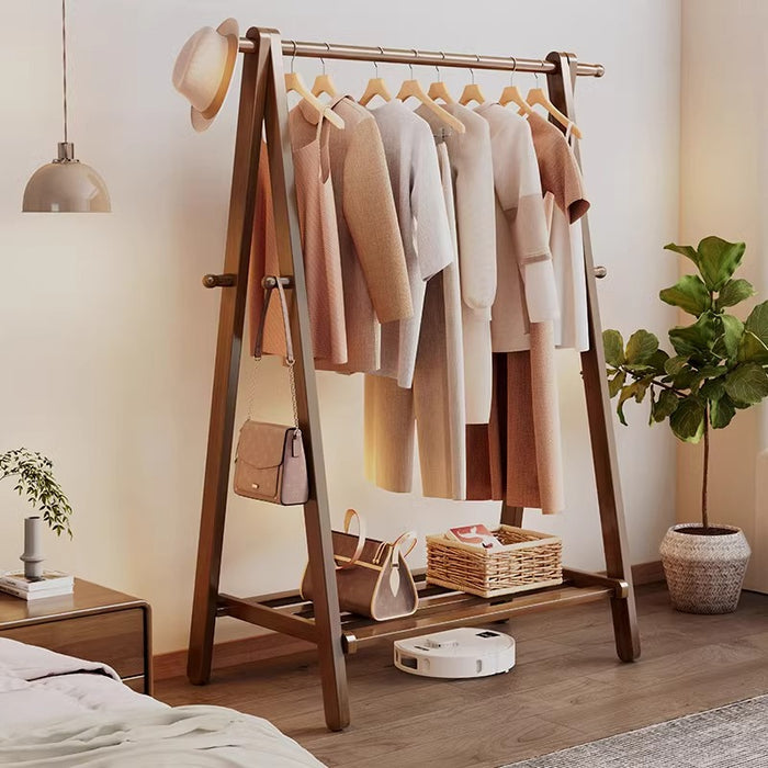 Walnut Solidwood Clothing Racks Hanger/Stylish Entryway Coat Rack with Shelf