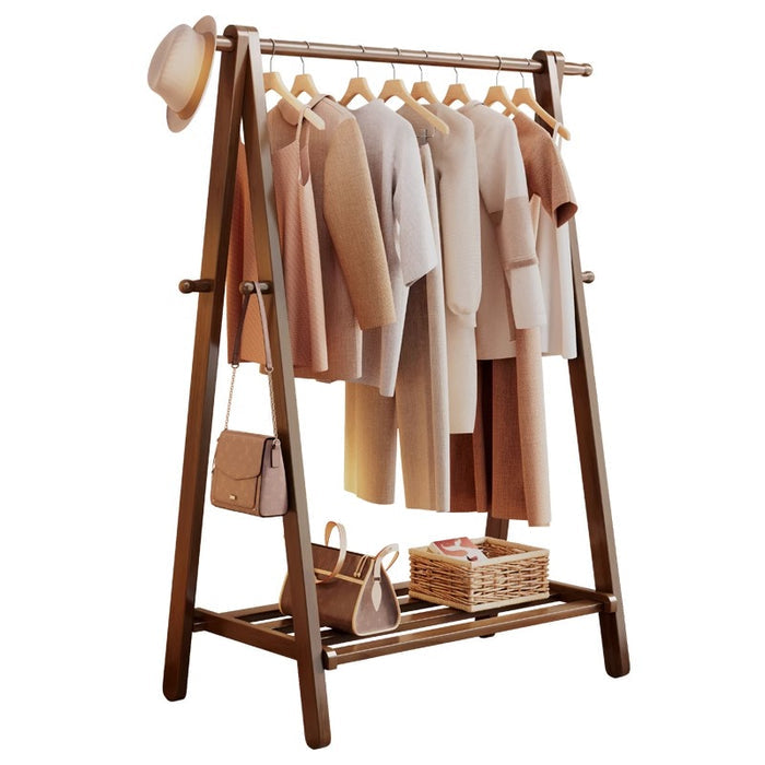 Walnut Solidwood Clothing Racks Hanger/Stylish Entryway Coat Rack with Shelf