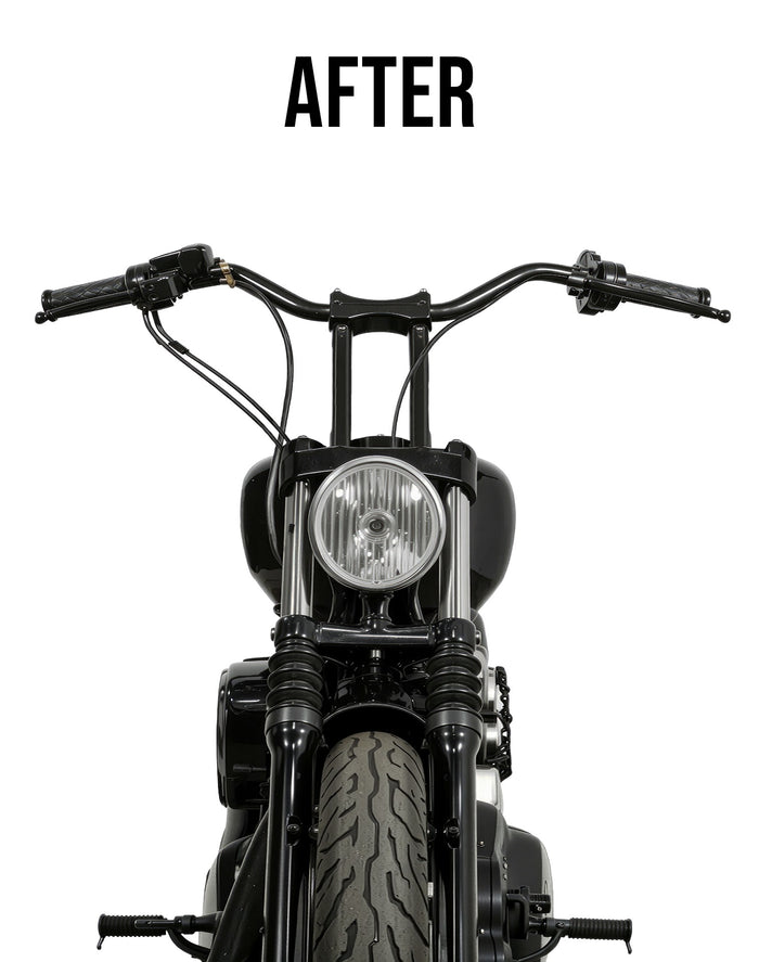 Warlock 10" Handlebar Risers for Harley Sportster Nightster XL1200N Gloss Black After Riser