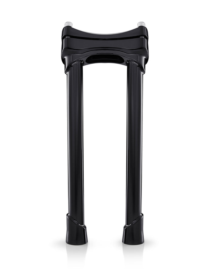 Warlock 12" Pullback Handlebar Risers for Harley Sportster 1200 Custom XL1200C  Gloss Black Front View