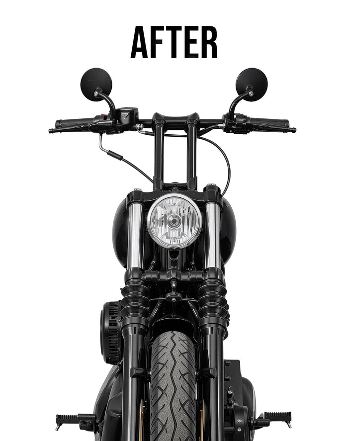 Warlock 12" Pullback Handlebar Risers for Harley Sportster Nightster XL1200N Gloss Black After Riser