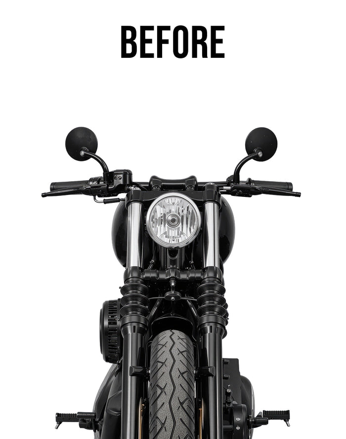 Warlock 12" Pullback Handlebar Risers for Harley Sportster Seventy Two XL1200V Gloss Black Before Riser
