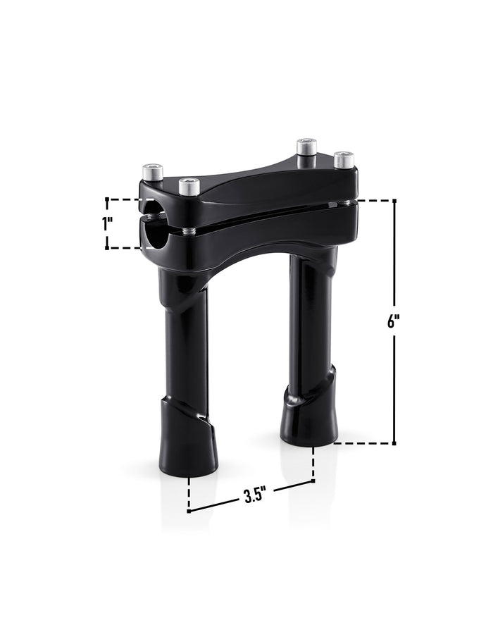 Warlock 6" Handlebar Risers for Harley Sportster Roadster XL1200CX Gloss Black Dimension Image