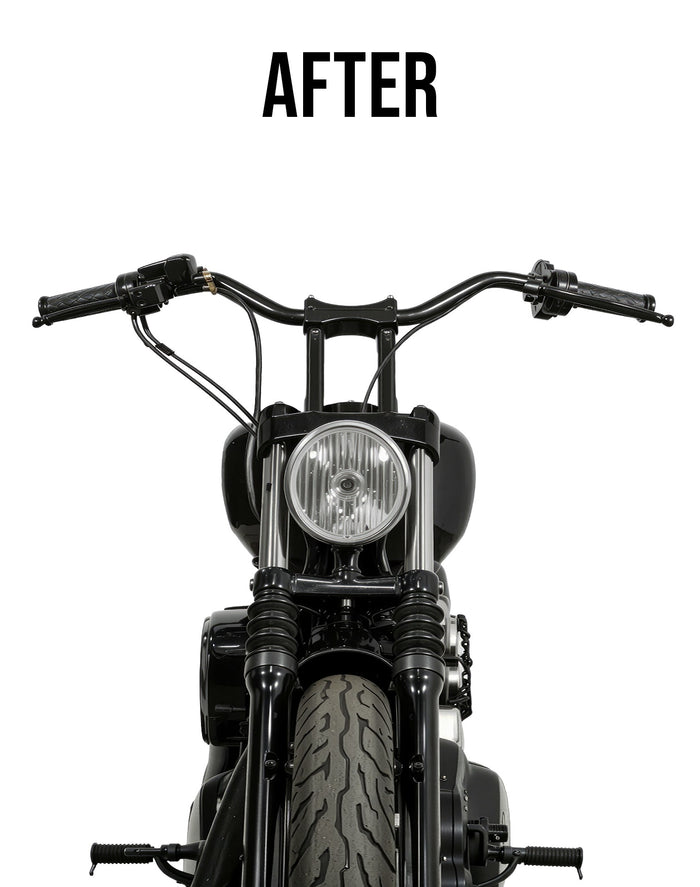 Warlock 6" Handlebar Risers for Harley Sportster Superlow XL883L Gloss Black After Riser