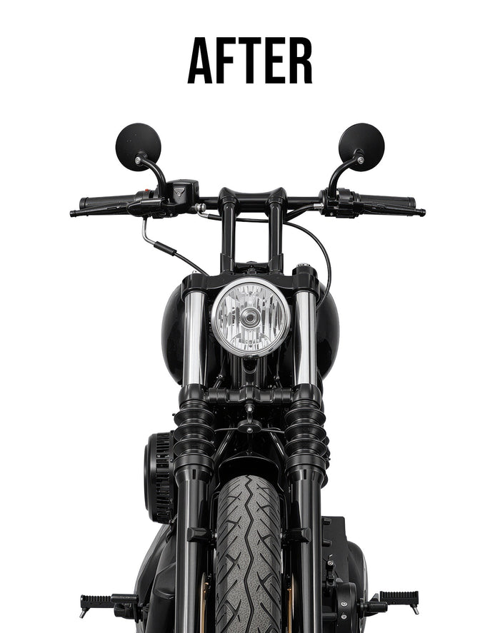 Warlock 8" Pullback Handlebar Risers for Harley Sportster 883 Low XL883L Gloss Black After Riser