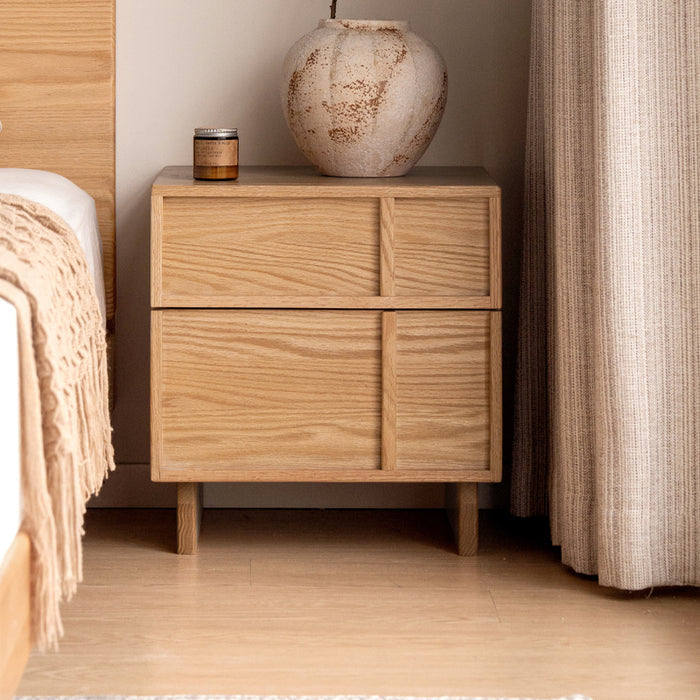 Warren FAS-Graded Solid American Oak Wood Side Table with Drawer