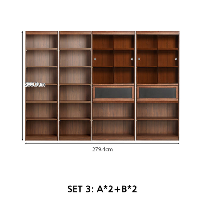 Watson 60cm/80cm Bookcase Modular Display Shelf & Storage With Lighting Walnut Color
