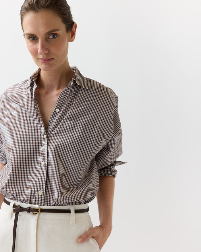 Weekender Shirt in Chocolate Graph Check Cotolino