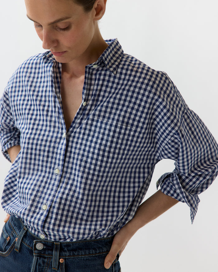 Weekender Shirt in Navy Gingham Cotolino