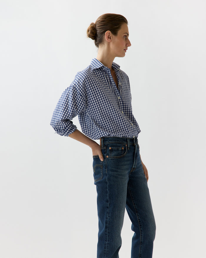 Weekender Shirt in Navy Gingham Cotolino