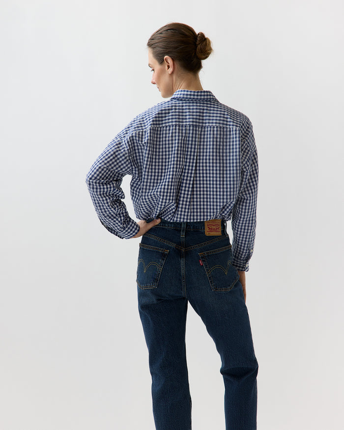 Weekender Shirt in Navy Gingham Cotolino