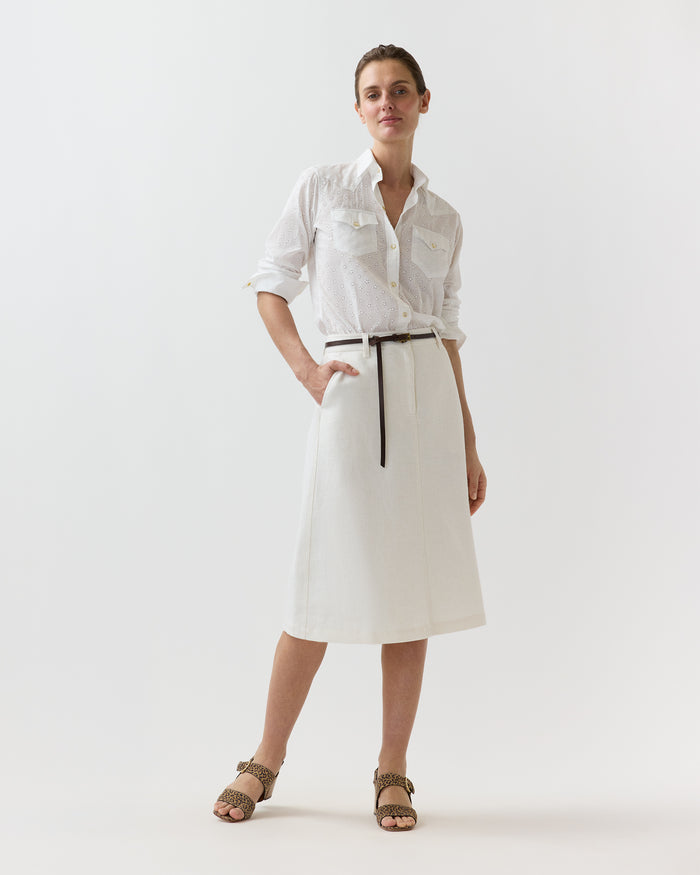 Western Shirt in White Eyelet