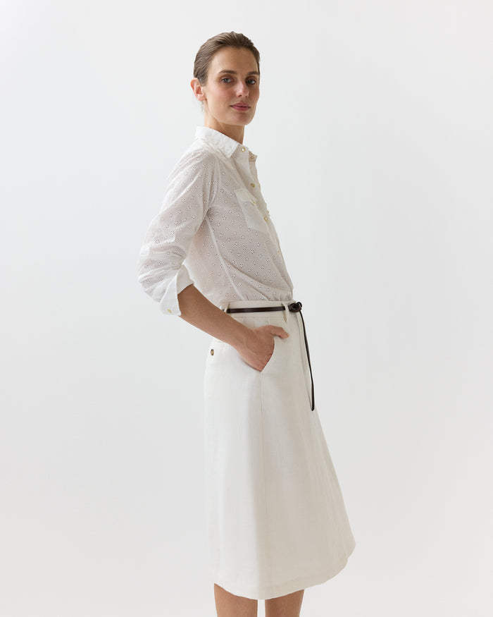 Western Shirt in White Eyelet