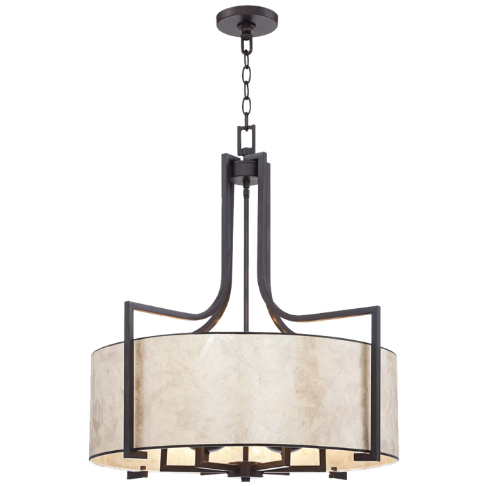 Wilson English Bronze 26wide Mica Shade Pendant Light