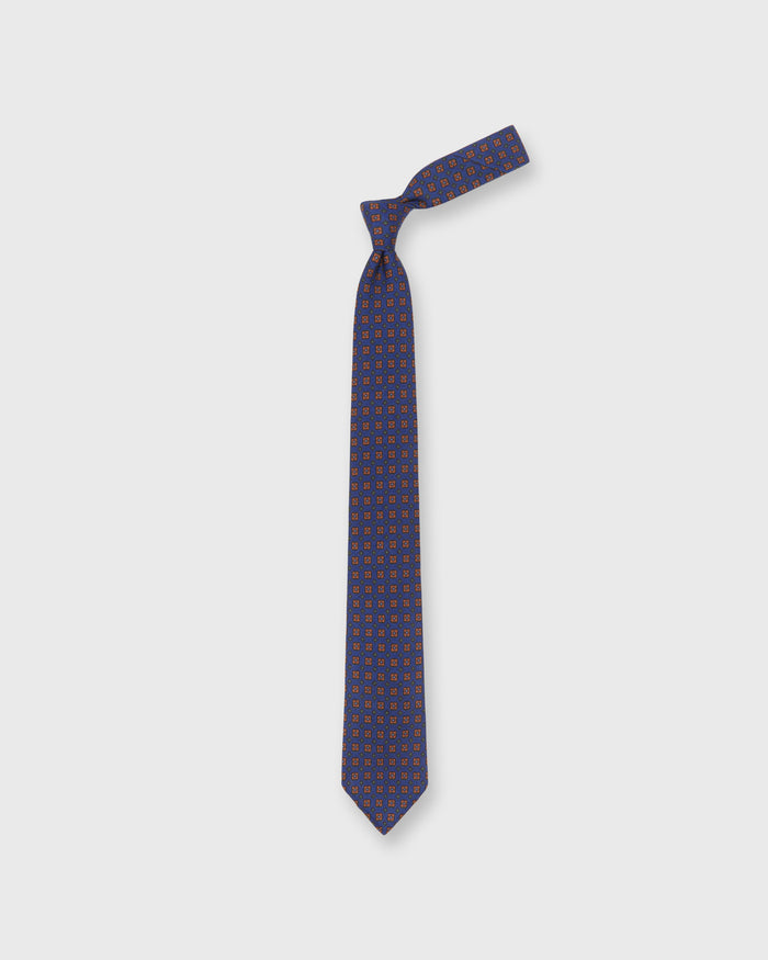 Wool Print Tie in Royal/Rust/Green Diamond