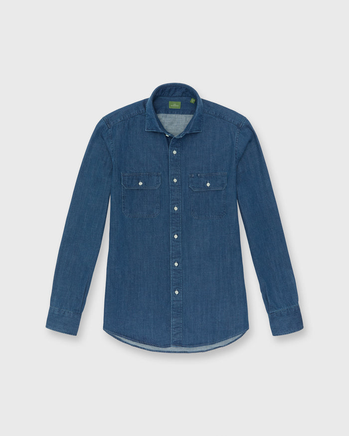 Work Shirt in Medium Wash Indigo Denim
