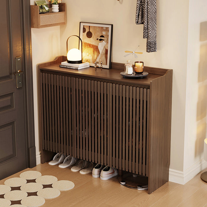 Wyatt Rubberwood 2-Door/3-Door Slatted Shoe Cabinet With Shoe Bench